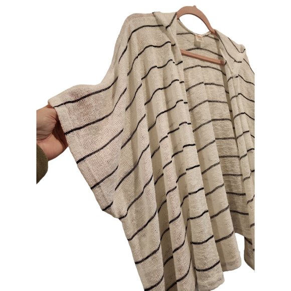 White with black stripes cardigan with hood - Picture 2 of 3